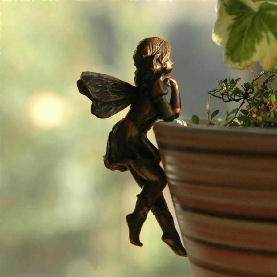 Description Picture 6 of itemNew Angel Girl Hanging Cup Resin Decoration Fairy Combination Flower Basket Edge Decoration Garden Design Fairy Pot Huggers