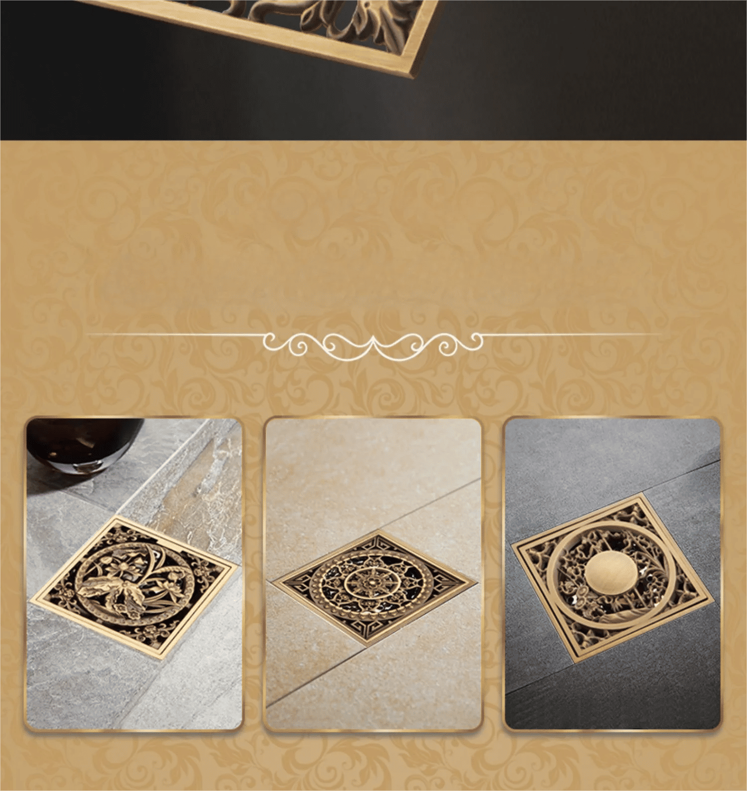 Description Picture 6 of item1 Pc Metal Anti Odor Carved Floor Drain Bathroom Accessories Shower Room Overflow Water Metal Carving Technology Bathroom Decor