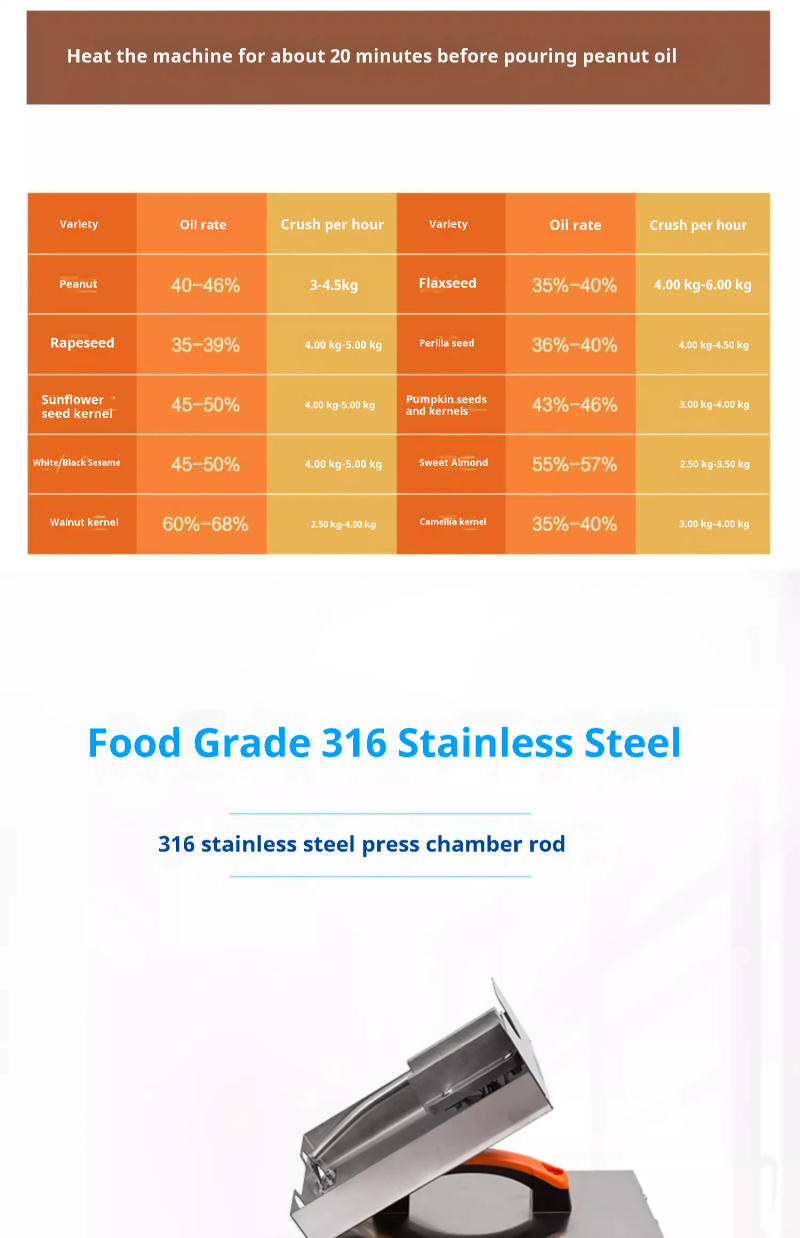 Description Picture 4 of itemOil Press Machine Stainless Steel Automatic Household Cold Rolling Hot Oil Press 220V Environmental Protection Saving Oil Fryer