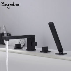 Bathtub Filler Mixer Tap Bathroom Faucet With Hand Shower Head Deck Mount Countertop Double Handle 4 Holes Chrome Brass Hot Cold