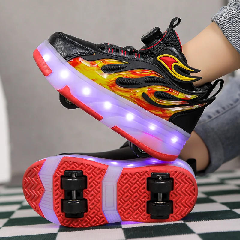 Description Picture 5 of itemChildren's Sports Shoes Roller Skating 4-Wheel USB Charging Spring and Autumn New Casual Outdoor Sports Training Skate Shoes