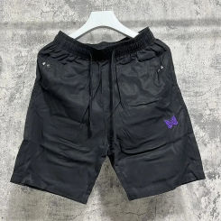 24SS Purple Butterfly Embroidery Shorts Men Women Tags Button Pockets Apricot Black Drawstring Breeches