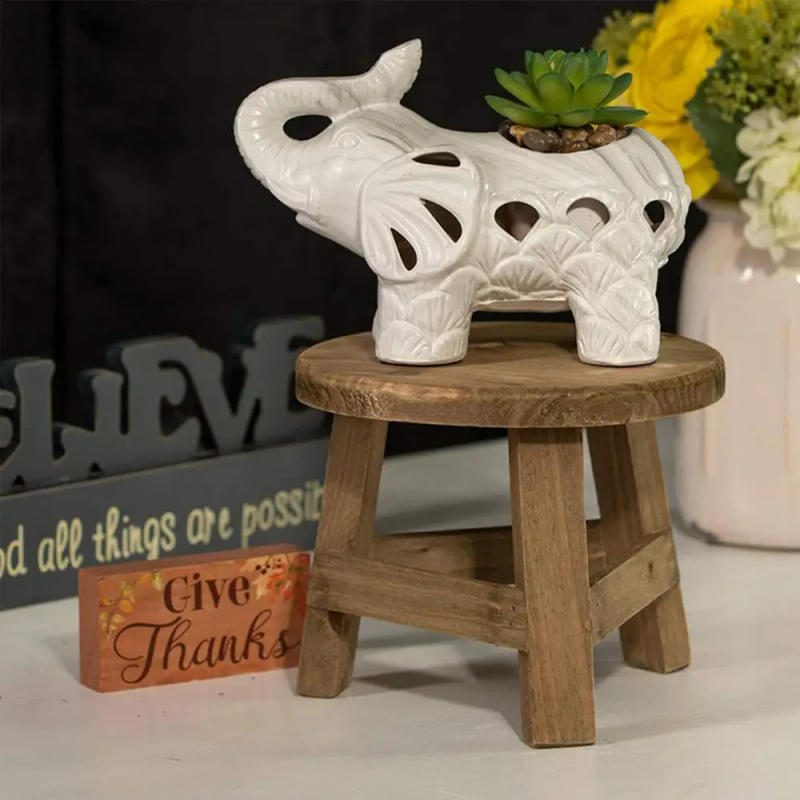 Description Picture 4 of itemWooden Plant Stand Plant Holder Stool Multifunctional Display Home Decor For Flower Pot Round 17.8*17.8*15cm