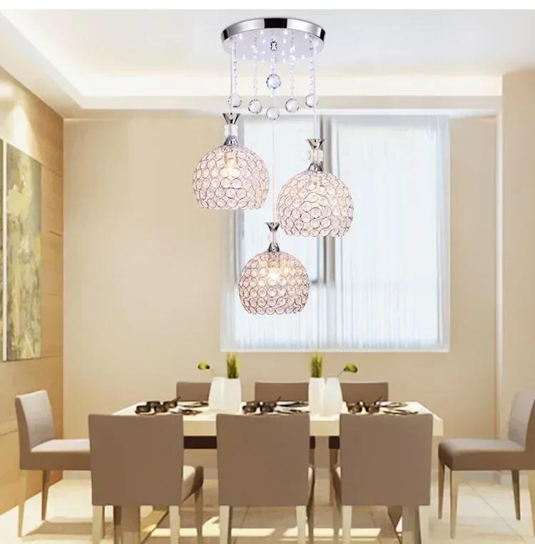 Description Picture 5 of itemDining room lamp Pendat Lamp three head led modern simple bar bedroom single head creative dining room crystal meal chandelier