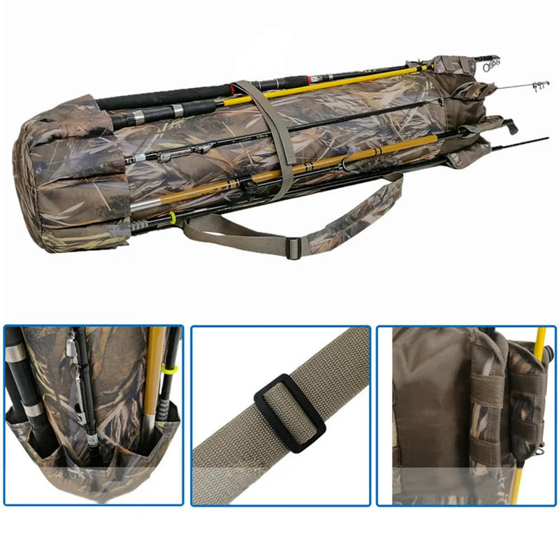 Description Picture 4 of itemCylinder Fishing Rod Reel Storage Bag, Oxford Cloth, Tackle Bag, Outdoor Travel, Sea Fishing Gear, Shoulder Carrying Backpack