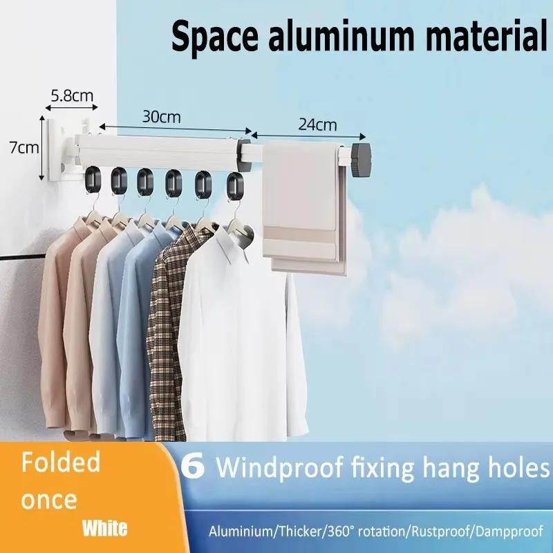 Description Picture 5 of itemSliding Clothes Drying Rack, Aluminum Alloy Folding Drying Rack, Wall-mounted Collapsible Drying Rack, Space Saver Clothes dryer