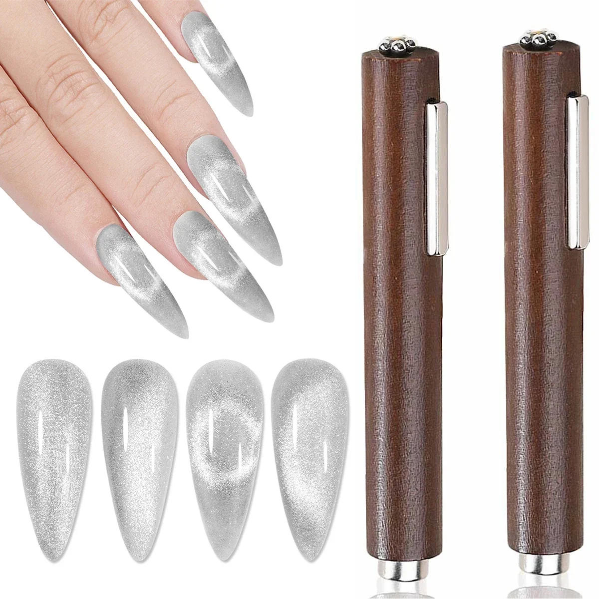 Description Picture 2 of item3 IN 1 Multi-function Cat Eye Magnet For Nail Art Design Strong Thick Magnetic Stick Large Cylindrical Magnetic Nail Tool