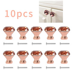 10Pcs Luxury Diamond Crystal Door Knob Cabinet Handles Wardrobe Glass Knobs Kitchen Dresser Door Knobs Handles Accessories