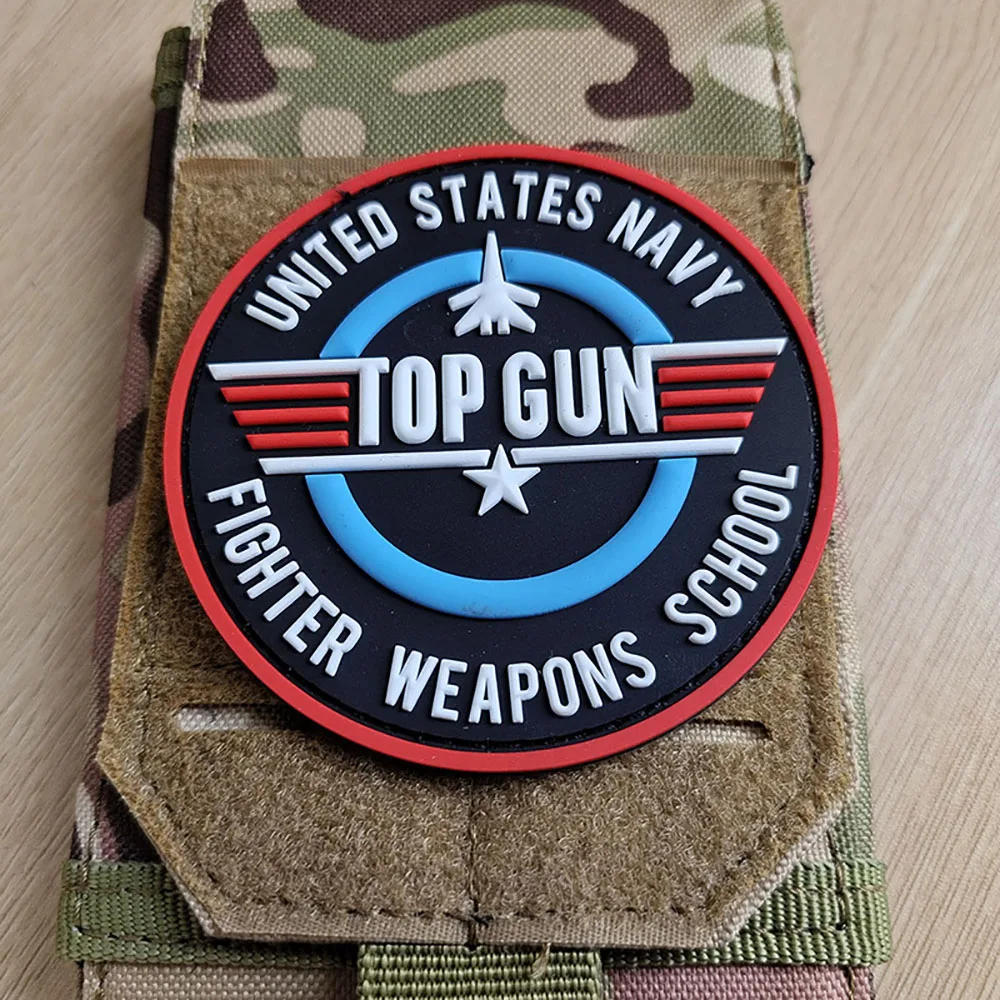 Description Picture 6 of itemTop Gun Pilot Badge Tactical Morale Badge American Flag PVC Hook and Loop Patches Backpack Decorative Sticker