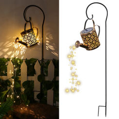 Solar Watering Can Lights Star Kettle Shower LED String Light Kettle Decorative Hanging Lantern Garden Lamp for Pathway Patio