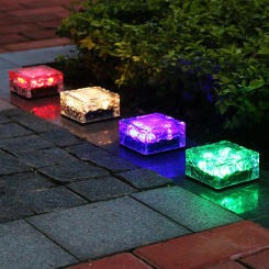 4PCS Solar LED Ice Brick Light Imitation Glass Outdoor Courtyard Floor Lamp Garden Landscape Decor Colorful Underground Light