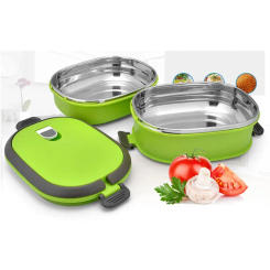 Portable Lunch Bento Box with Folding Handle Stainless Steel Liner Leakproof Food Storage Containers Outdoor Bento Boxes