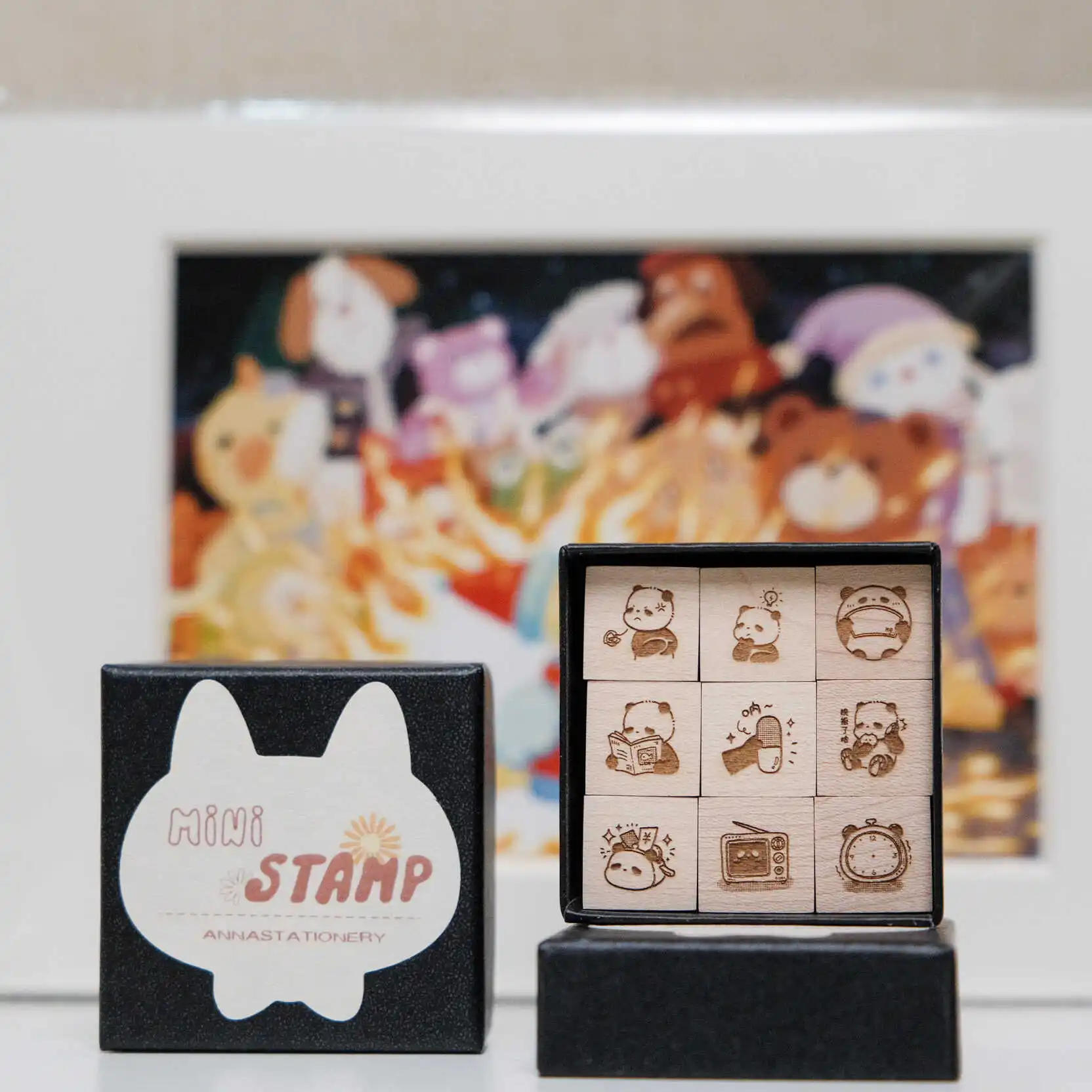 Description Picture 2 of itemMini Lovely Cat And Panda Happy Daiy Life Wooden Rubber Stamp Set DIY Scrapbooking Photo Album Card Making Wood Seal