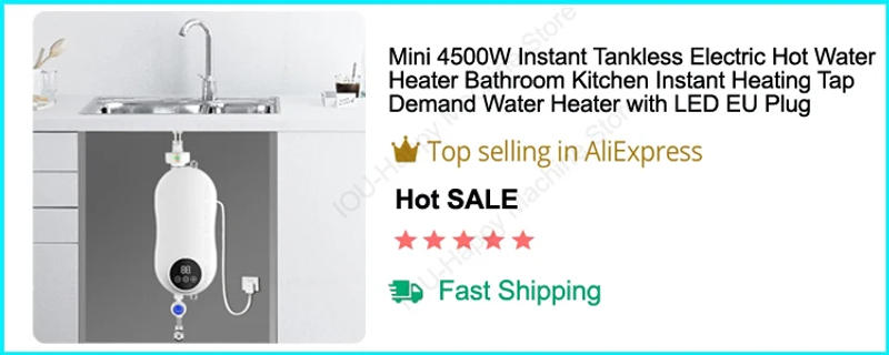 Description Picture 6 of itemEU/US Plug 3500W Electric Thankless Mini Instant Hot Water Heater 220/110V bathroom Faucet Tap Heating 3 Seconds Instant Heating