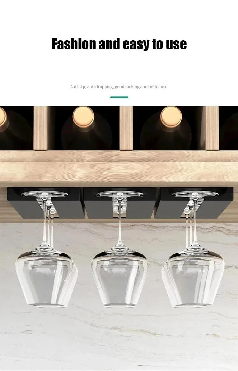 Description Picture 4 of itemKitchen Cabinet Wine Glass Rack Free Punching Holder Multi-Function Goblet Classification up Organizer Hanging Holder Shelf