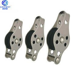 2/4Pack 316 Stainless Steel Single Pulley Blocks Heavy Duty Sailing Roller Nylon Pulley For Yacht Dock Wire Rope Anchor Trolley