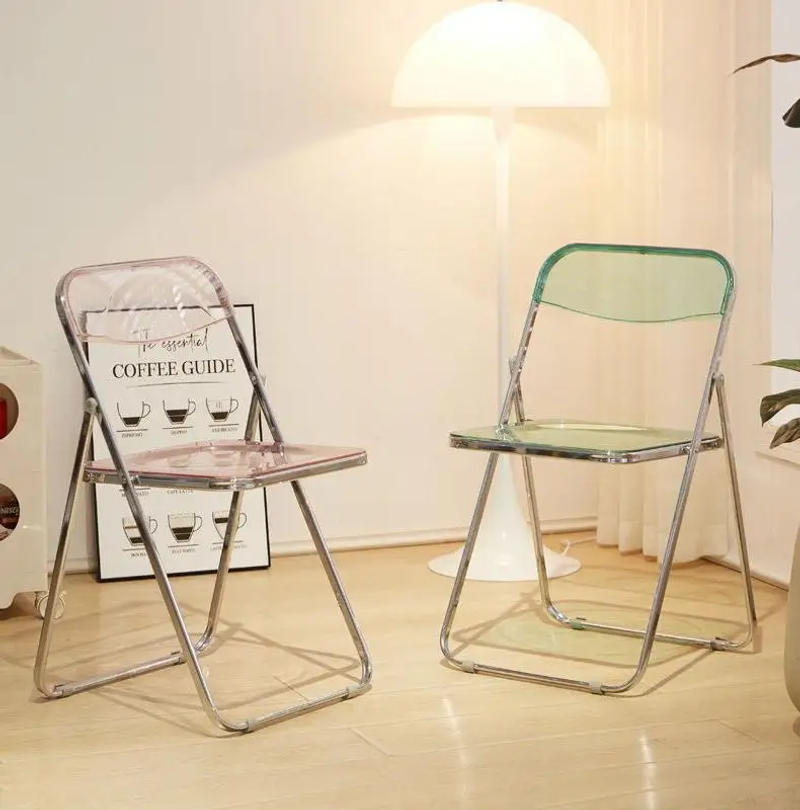 Description Picture 4 of itemAcrylicTransparent Folding Chair INS Style Simple Design North Europe Leisure Folding Chair Household Outdoor Home Office Chairs