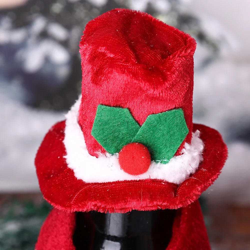 Description Picture 4 of itemLots Christmas Wine Bottle Cover Cap Red Green Xmas Hats Scarf Home Ornament Festival Party Tableware Decoration Supplies 2024
