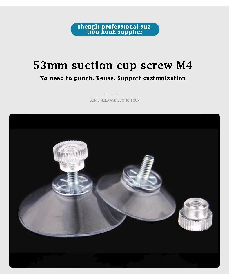 Description Picture 4 of item1/5Pcs Suction Cup Hooks with Screw Nut 40 Mm Clear Sucker Pads Strong Adhesive Suction Holder for Car Glass Bathroom Wall Door