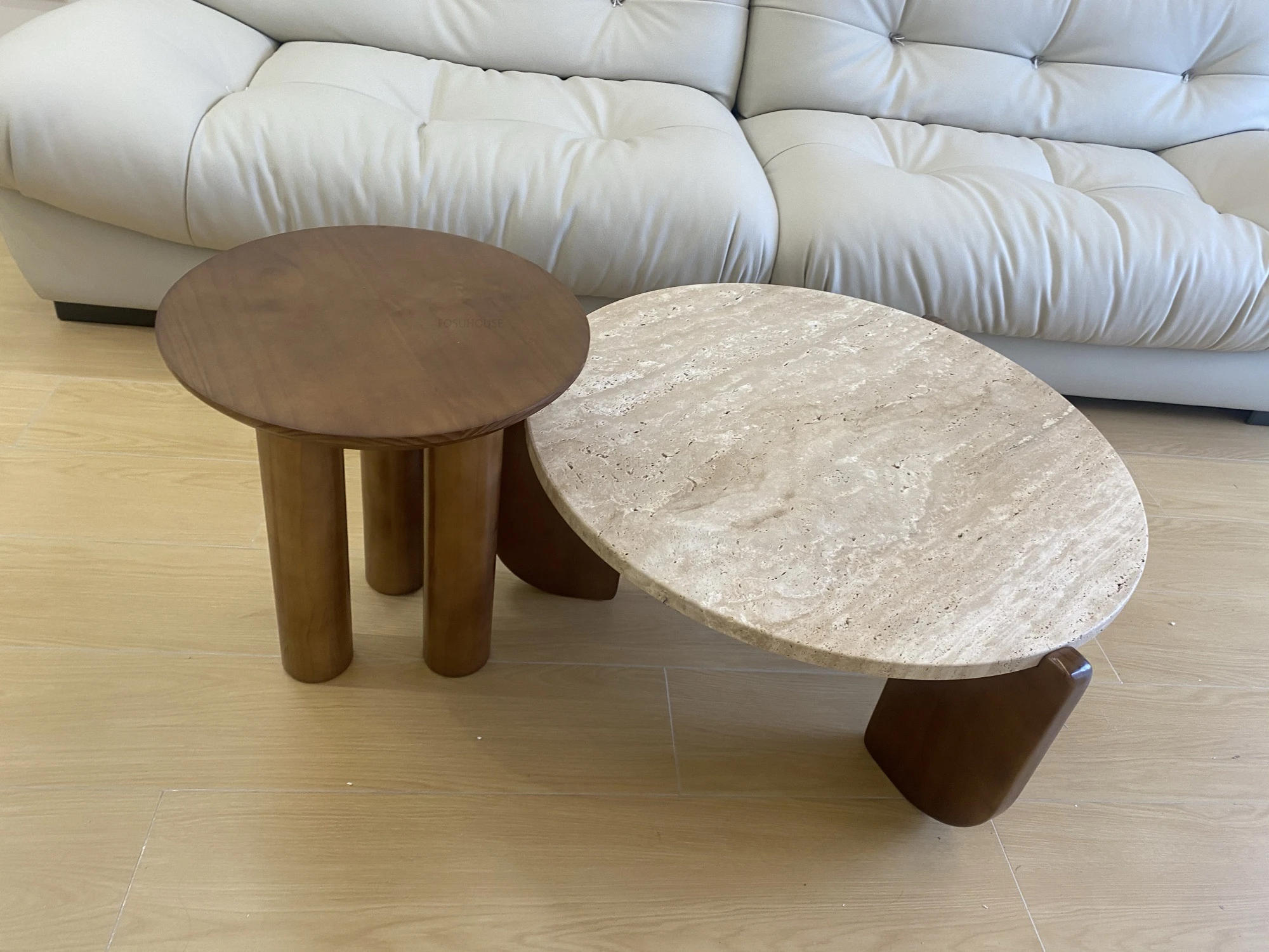 Description Picture 5 of itemNordic Solid Wood Coffee Tables Bedroom Bedside Side Table Modern Living Room Furniture Creative Travertine Round Corner Table