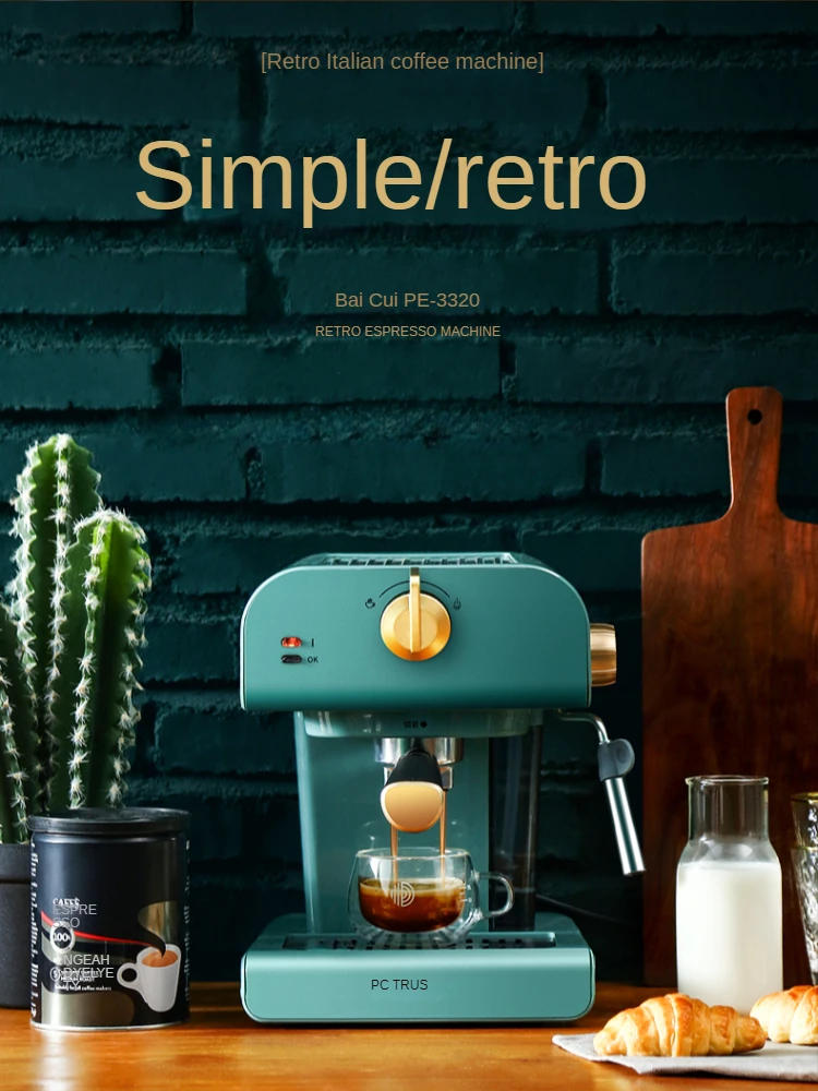 Description Picture 2 of itemRetro coffee machine home small fully semi-automatic Italian espresso commercial steam milk froth kitchen appliance
