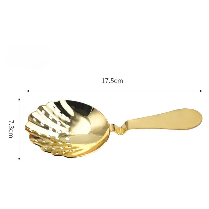 Description Picture 6 of itemShell Shape Strainers Bar Strainer Vintage Julep Cocktail Strainer Stainless Steel Spoon for Cocktail Drinks Home Commercial Bar