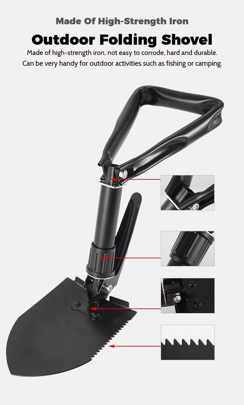 Description Picture 3 of itemMultifunctional Folding Shovel Survival Spade With Bag,For Outdoor Adventure,Survival,Hiking And Camping，snow shovel
