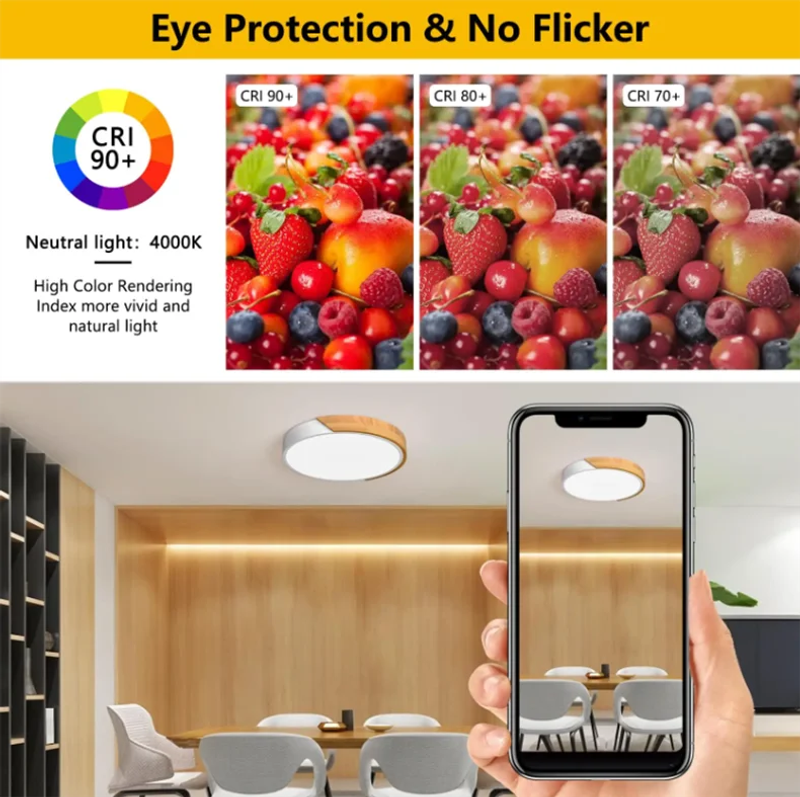 Description Picture 6 of itemNordic LED Ceiling Light Wood Round Minimalist Home Lighting Lamps for room Kitchen Bedroom Surface modest ceiling lamps