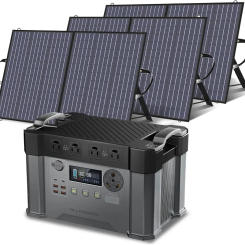 S2000 Pro Solar Generator with Panels Included 2400W MPPT Portable Power Station with 3 PCS Foldable Solar Panel 100W