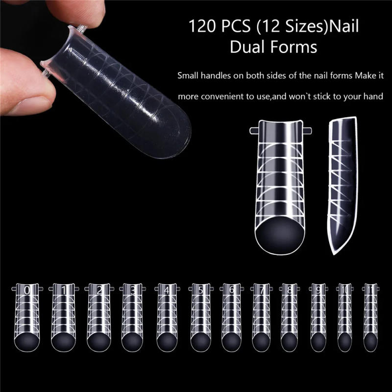 Description Picture 6 of itemTP Square Nail Forms Dual Nail Forms Full Cover Extension Mould Top Form for Poly Nail Gel Extension Acrylic Duet System Molds