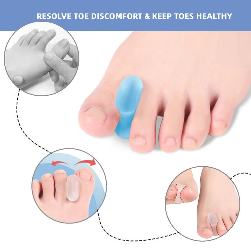 Description Picture 2 of item1Pair Overlapping Toe Splitter Gel Separators Corrector Straightener Soft Silicone Protector Spacer Foot Care Tool Pedicure