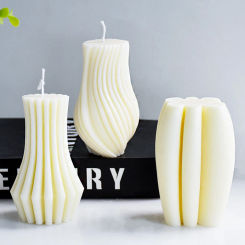 Geometric Stripe Wavy Silicone Candle Mold Abstract Origami Pumpkin Vase Gypsum Resin Soap Baking Mould DIY Decor Home Ornament