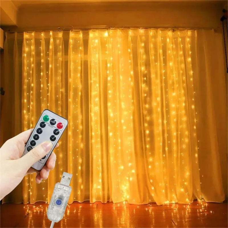 Description Picture 4 of itemCurtain LED String Lights Garland Festival Christmas Decoration USB Remote Control Holiday Wedding Fairy Lights for Bedroom Home