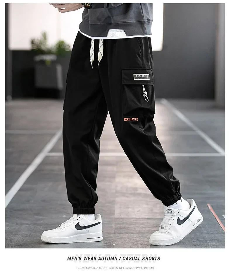 Description Picture 6 of itemSummer 2023 New Thin Casual Sports Pants Fashion Loose Solid Leggings Trousers Big Pockets Elastic Mid-Waist Male Pants