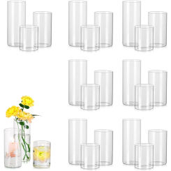 Tall Clear Vase for Centerpieces, Glass Hurricane Candle Holders for Pillar or Floating Candles Round Vases for Wedding Annivery