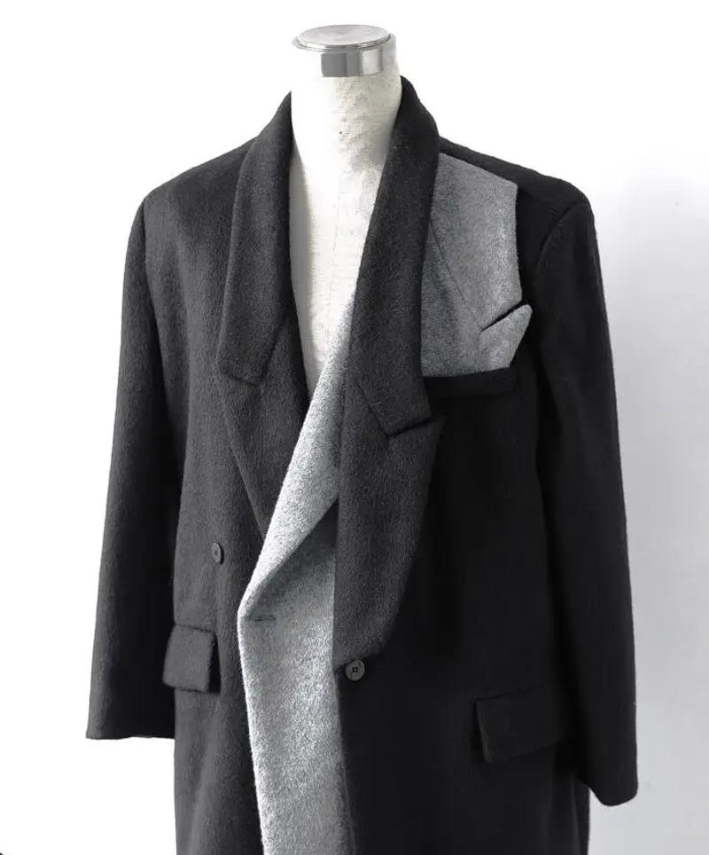 Description Picture 3 of item2024 winter designer deconstructed coat men's thickened design sense of niche medium long trench coat woolen coat