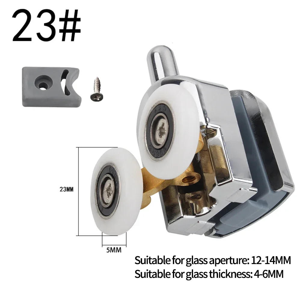 Description Picture 5 of item4pcs 23mm Shower Door Rollers Zinc Alloy Double-Wheel Sliding Shower Door Roller Bearing Wheel Runners Replacement