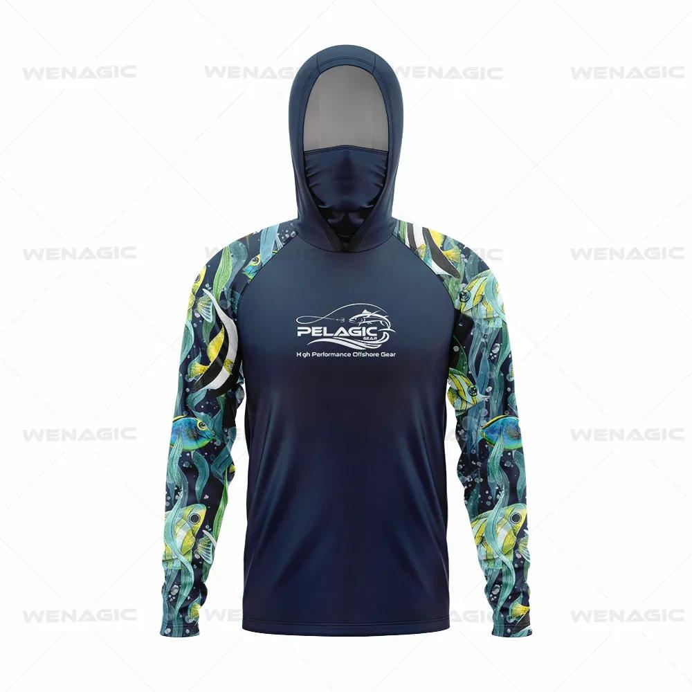 Description Picture 4 of itemPelagic Gear-Long Sleeve Hooded Face Cover, Fishing Shirts, UV Protection, Fishing Face Mask Clothes, New Tops, Upf 50