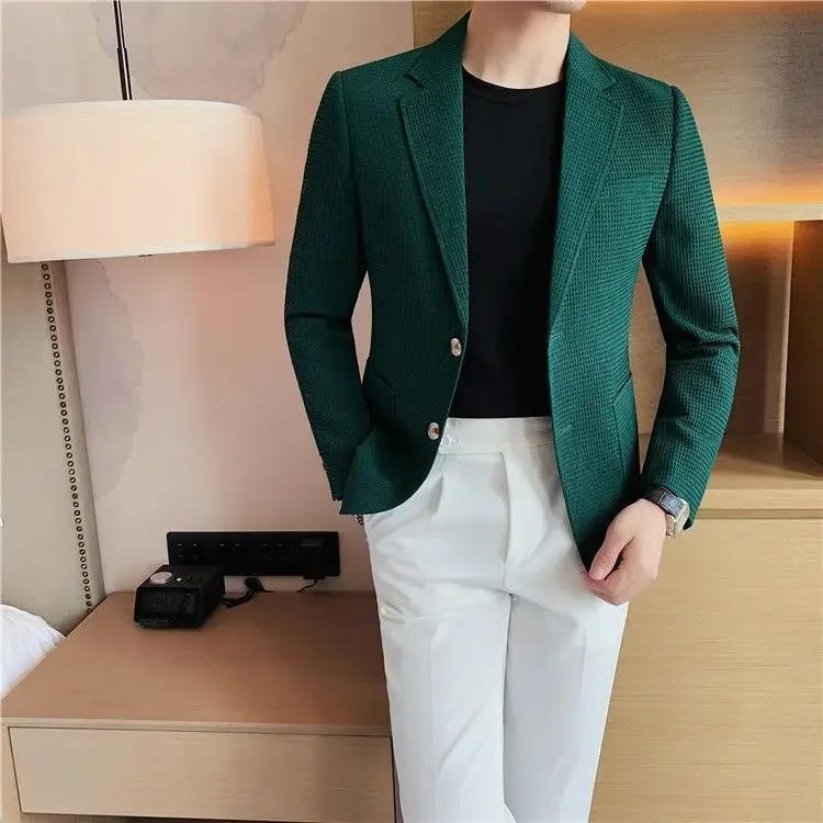 Description Picture 4 of itemSlim Fit Thin Male Blazer Dress Jackets Black Coat Men's Suit Business Menswear Classic Original High Quality Clothing Summer