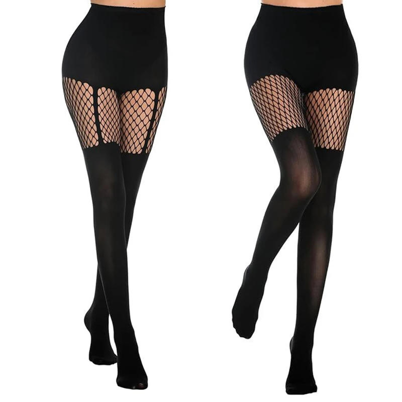 Description Picture 5 of itemBlack Hollow-Out Pantyhose Suspenders Fishnet Stockings Women Nightclub Tights Dance Sexy Fishing Net Stocking for Girls Socks