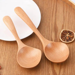 Wooden Soup Ladle Long Handle Large Spoon Wood Scoop Kitchen Serving Spoon Rice Soup for Snacks Fruit Mixing Scoop