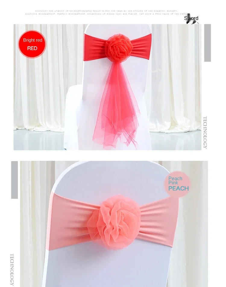 Description Picture 6 of item10pcs Wedding Chair Bow Stretch Chair Sashes Knot Ties For Wedding Party Hotel Banquet Birthday Chairs Decoration European
