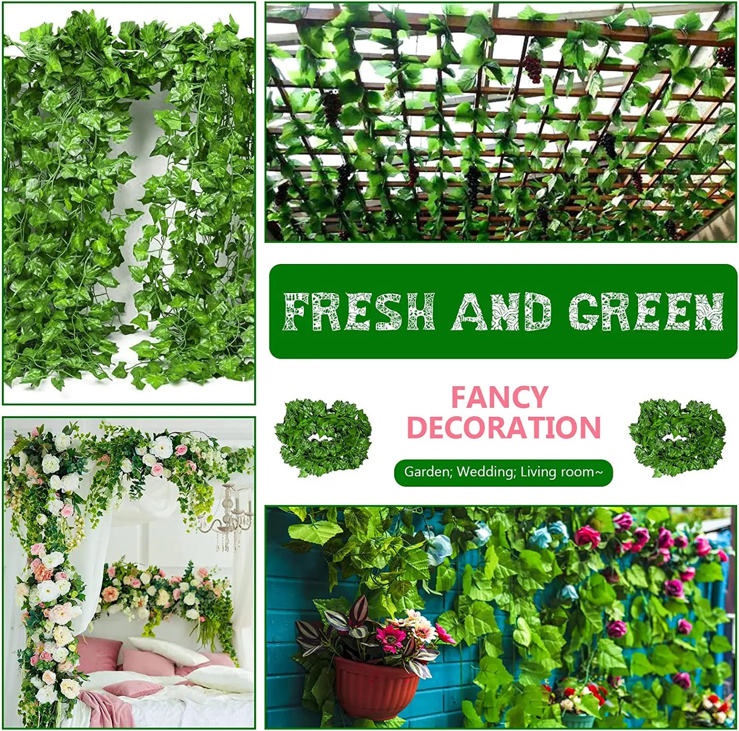 Description Picture 4 of itemFake Green Plants Artificial Plants Wedding Decorations Fake Plants, Rattan Parties Home Decorations Climbing Vines Party