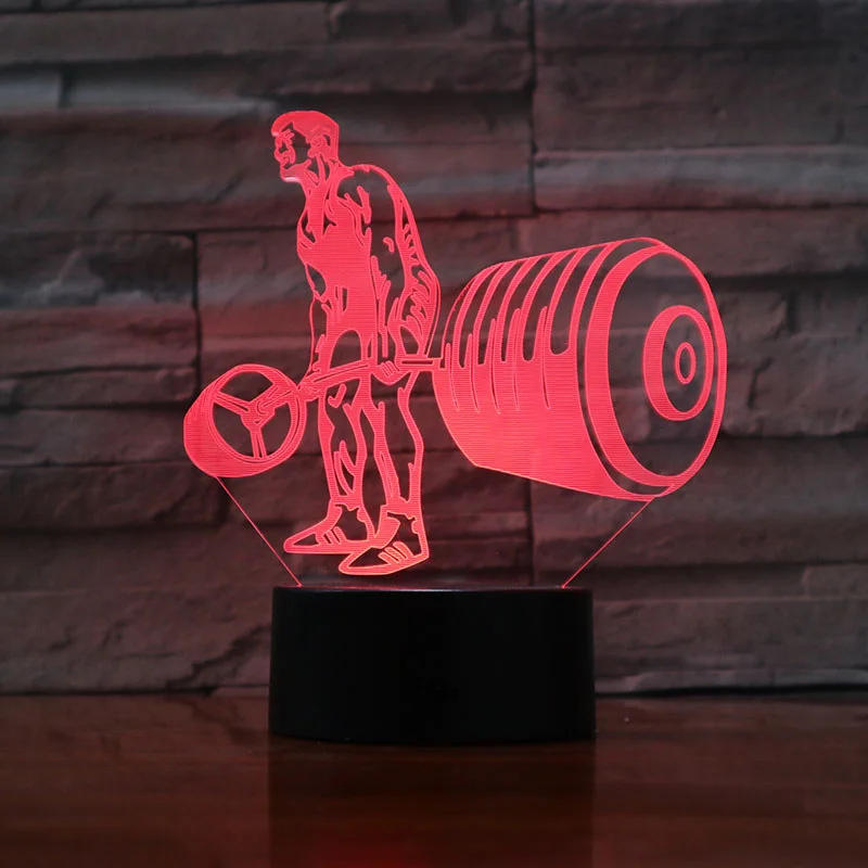 Description Picture 3 of itemNighdn Weightlifting Man LED Night Light Home Decoration Creative 3D Illusion Lamp Acrylic Colorful Gradient Atmosphere Lamp