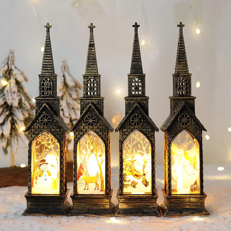 Description Picture 6 of itemChristmas Decoration LED Electronics Wind Lantern Small Church Ornament Catholic Angel Jesus Holy Family Home Room Shelf Garnish