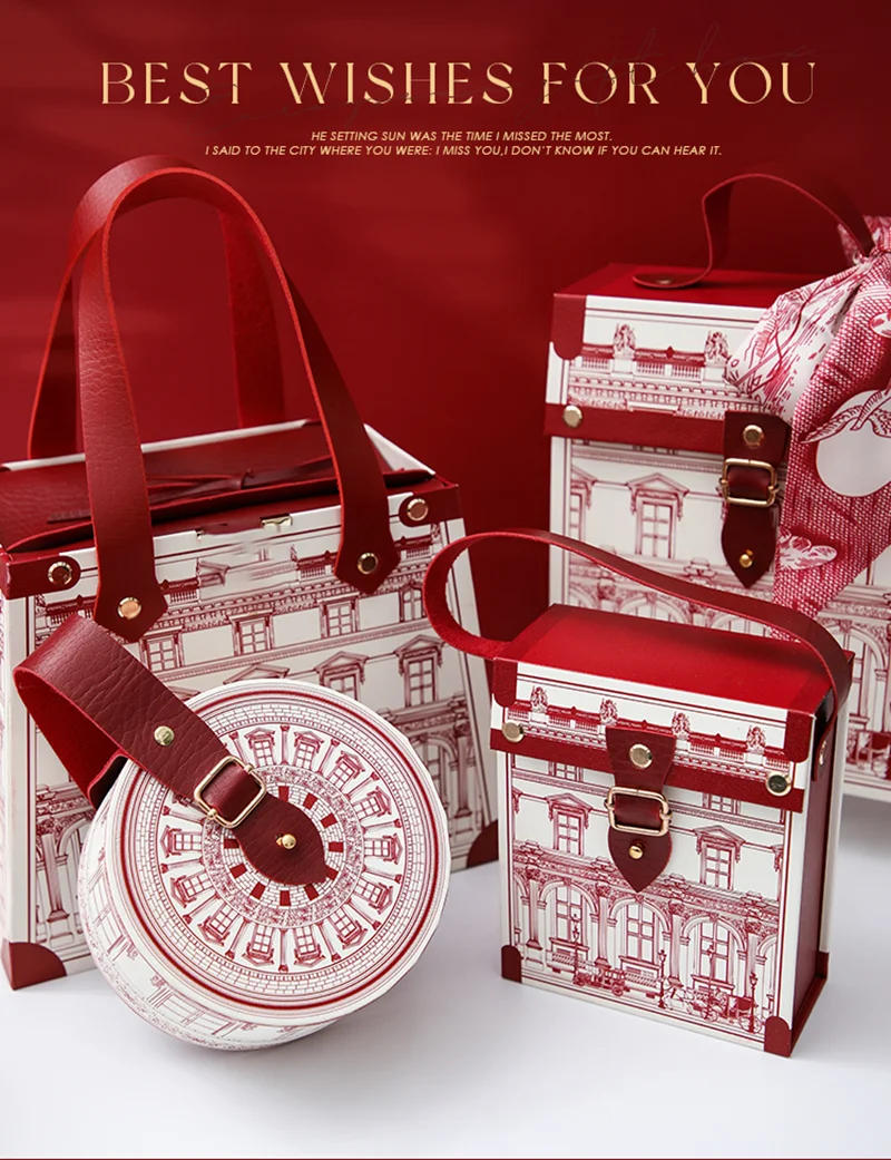 Description Picture 5 of itemGift Paper Box Leather Carry Hands Protable Wedding Favors Candy Cake Chocolate Bags Birthday Party New Year Decoration Supplies