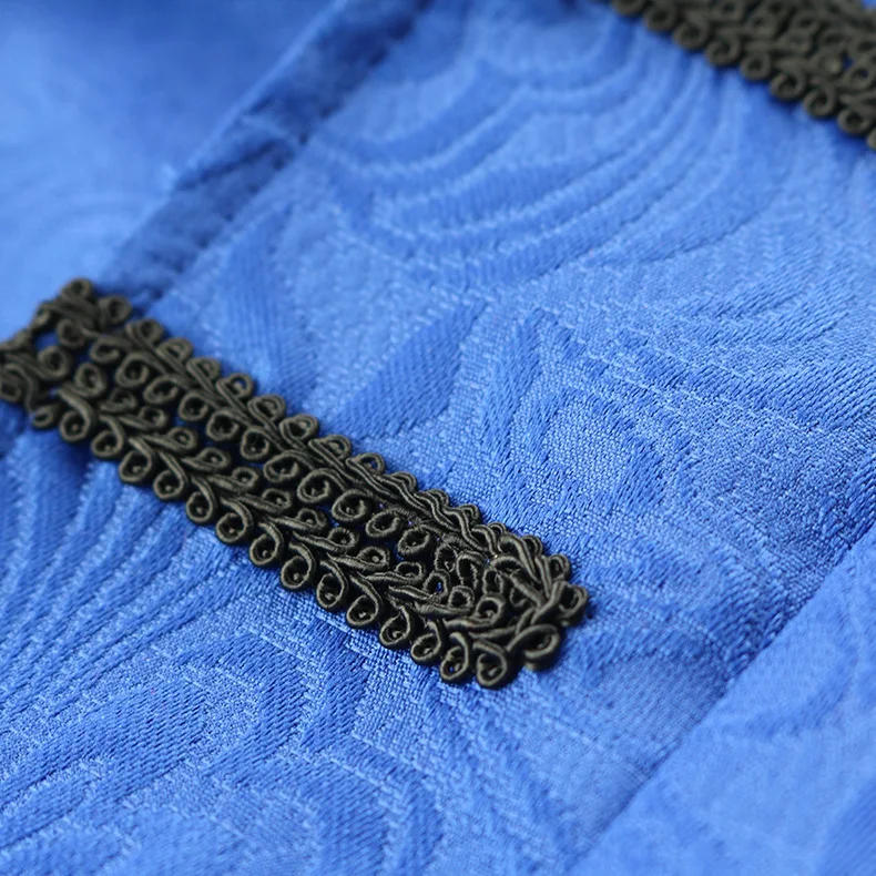 Description Picture 6 of itemMen Medieval Trench Retro Coat Single-breasted Uniform Gothic Stand Collar Renaissance Jacquard Outwear Halloween Costume