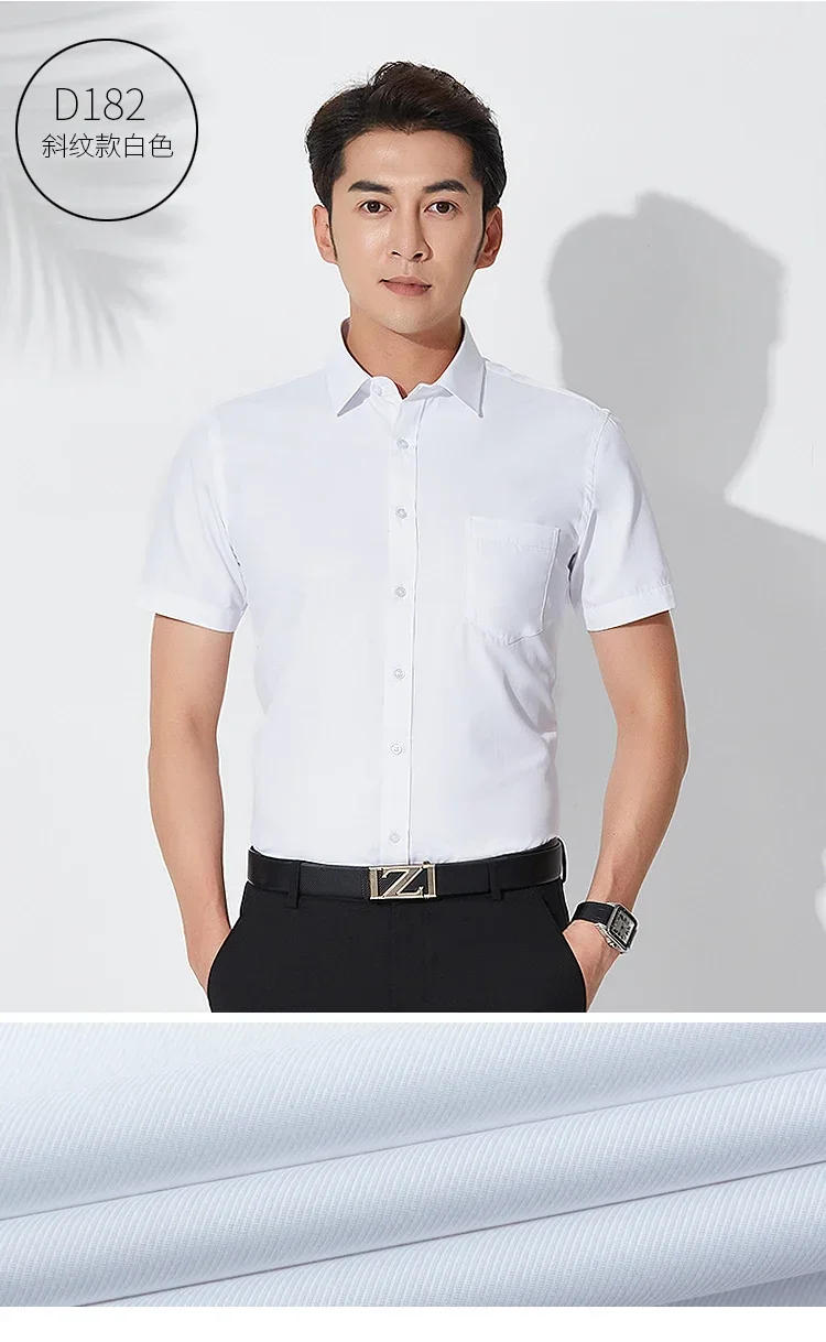 Description Picture 5 of itemPlus Size 8XL 7XL 6XLSummer Men Shirt Short Sleeved Fashion Solid Twill Plain Male Shirts Formal Business White Camisa Masculina