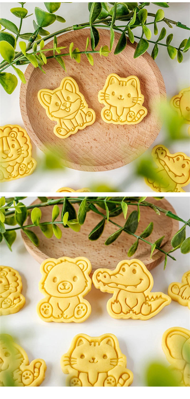 Description Picture 6 of itemCartoon Animals Cookie Cutter Jungle Animal Cute Tiger Lion Cat Dog Bear Elephant Biscuit Stamp Embossing Tools Cake Decoration