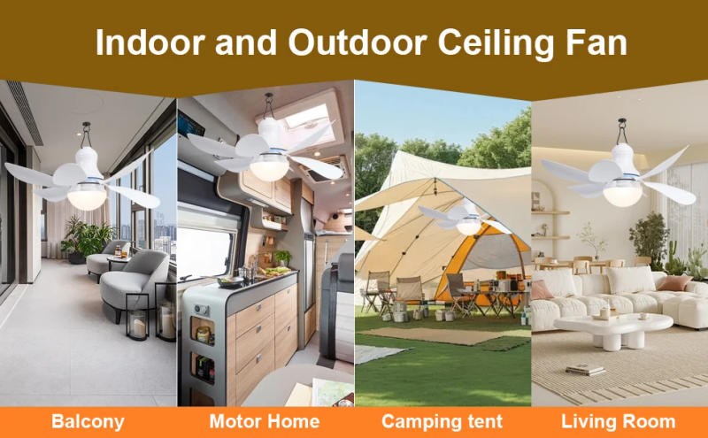 Description Picture 2 of itemPortable Ceiling Fan With Lights Mini USB Tent Fans for RV, Detachable Fan-Blades DC 5V USB Ceiling Fan Hanging Fan Camping Fan